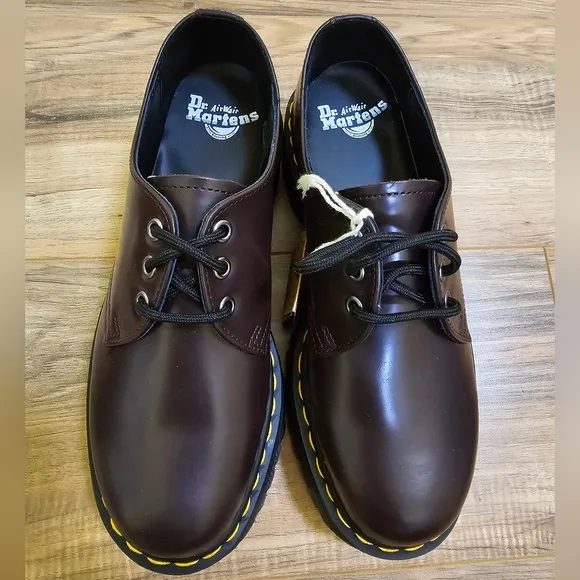 DR. MARTENS 1461 SMOOTH LEATHER PLATFORM SHOES, Burgundy, size US 9