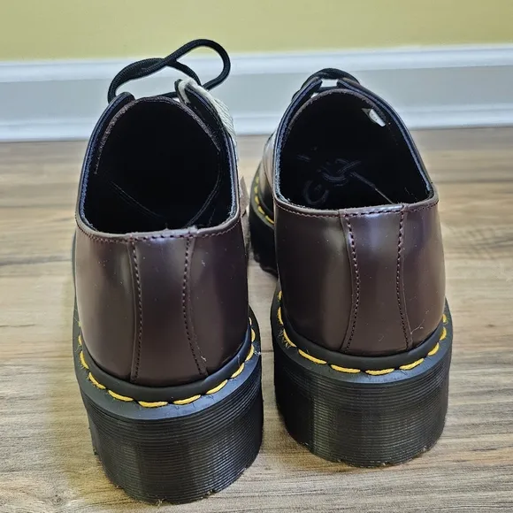 DR. MARTENS 1461 SMOOTH LEATHER PLATFORM SHOES, Burgundy, size US 9