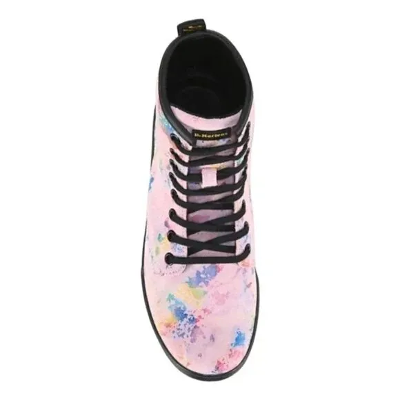 DR. MARTENS Womens Pink Sheridan Rainbow Burst SUEDE LEATHER Boot New in Box