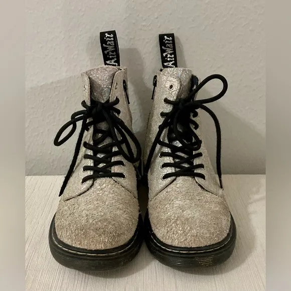 Dr.Martens Suede lace-up boots 1460 silver glitter SZ - 2 US. 33 - EU