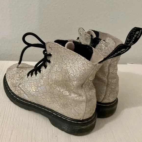 Dr.Martens Suede lace-up boots 1460 silver glitter SZ - 2 US. 33 - EU