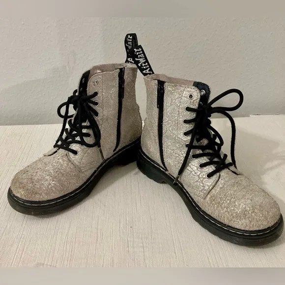Dr.Martens Suede lace-up boots 1460 silver glitter SZ - 2 US. 33 - EU