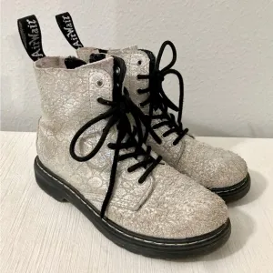 Dr.Martens Suede lace-up boots 1460 silver glitter SZ - 2 US. 33 - EU