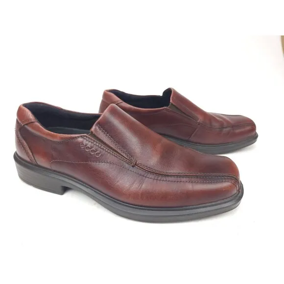 ECCO Shoes Mens 8-8.5 Brown Burgundy Leather Helsinki Loafer EUR 42