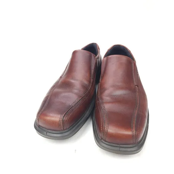 ECCO Shoes Mens 8-8.5 Brown Burgundy Leather Helsinki Loafer EUR 42