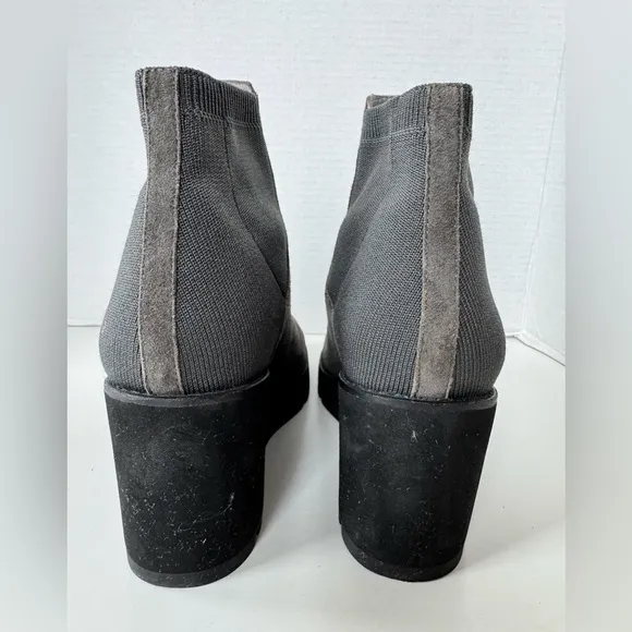 Eileen Fisher Adele Graphite Suede Wedge Booties Ankle Boots Women’s Size 9.5