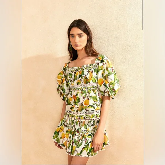 Farm Rio Off-White Fruit Orchard Mini Skirt