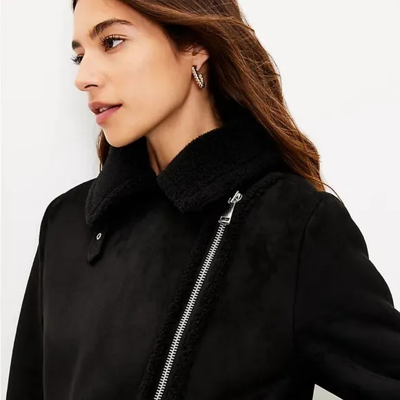 Faux Suede Aviator Jacket