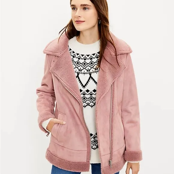 Faux Suede Aviator Jacket