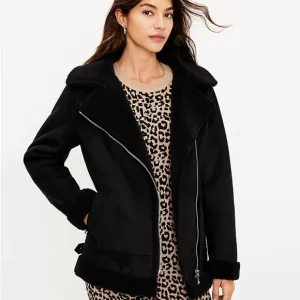 Faux Suede Aviator Jacket