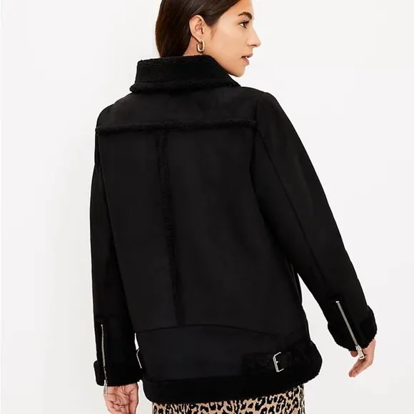 Faux Suede Aviator Jacket