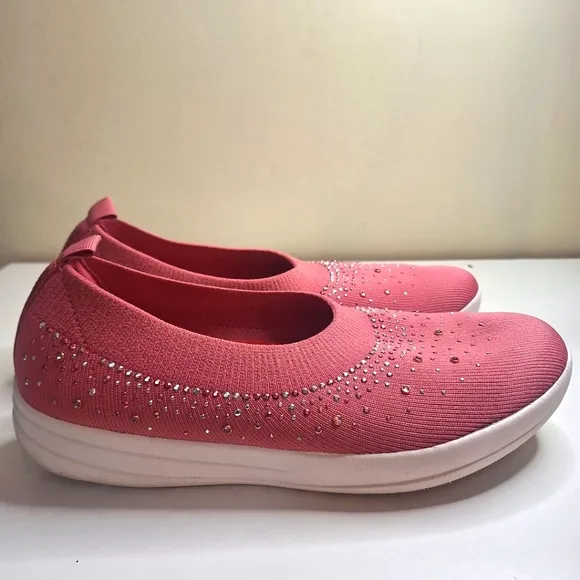 FitFlop Womens Uberknit Ombre Crystal Ballerina Slip On Shoes SZ 10