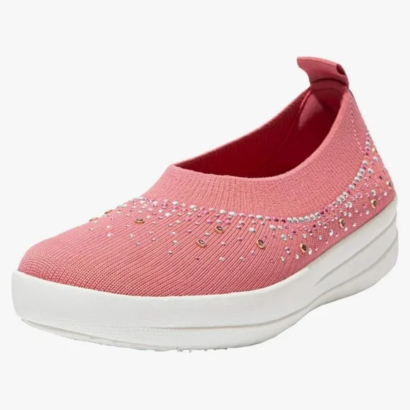 FitFlop Womens Uberknit Ombre Crystal Ballerina Slip On Shoes SZ 10