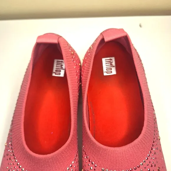 FitFlop Womens Uberknit Ombre Crystal Ballerina Slip On Shoes SZ 10