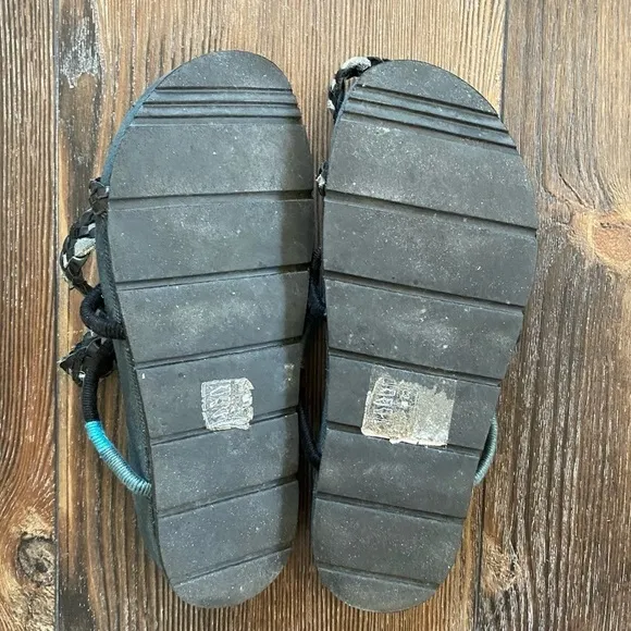 Free people Black Combo Woven Leather Gladiator Style Ankle Wrap Comfort Sandals