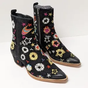 Free People Bowers Embroidered Boots, Black, Women's 6 (EU 36)