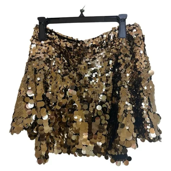 Free People Can't Get Enough Sequin Mini Skirt in Gold asymmetrical skirt Size 8