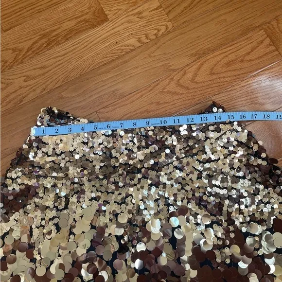 Free People Can't Get Enough Sequin Mini Skirt in Gold asymmetrical skirt Size 8