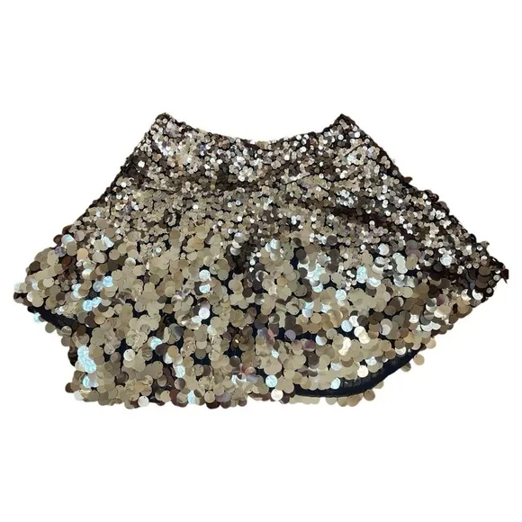 Free People Can't Get Enough Sequin Mini Skirt in Gold asymmetrical skirt Size 8