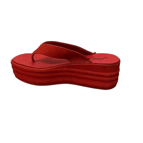 Free People Haven Thong Platform Sandal Flame Red Women's Size 8 NEW