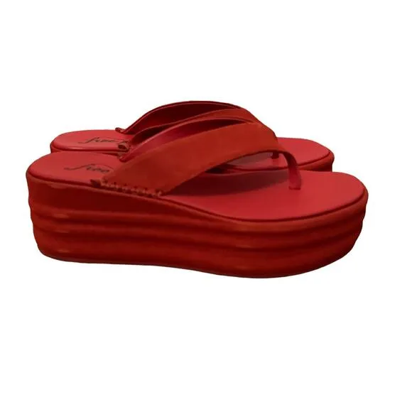 Free People Haven Thong Platform Sandal Flame Red Women's Size 8 NEW