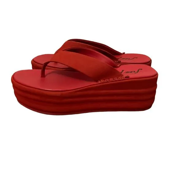Free People Haven Thong Platform Sandal Flame Red Women's Size 8 NEW