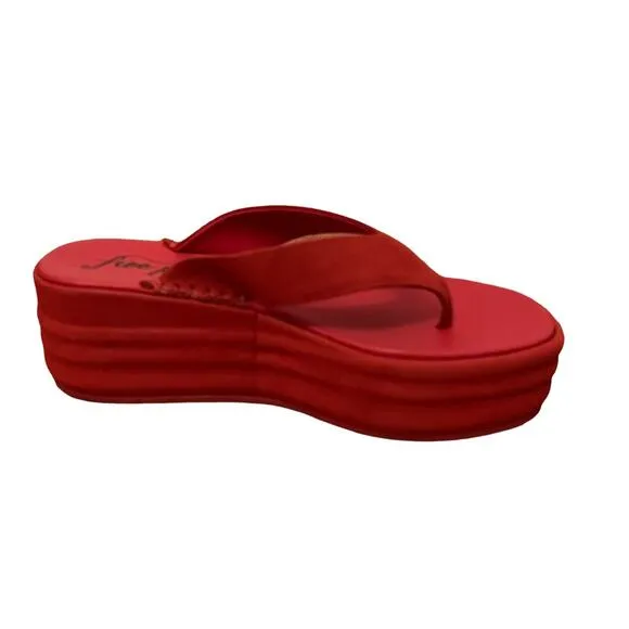 Free People Haven Thong Platform Sandal Flame Red Women's Size 8 NEW