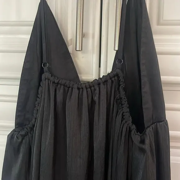 Free People Lexy Dress Long Maxi Boho flowy sleeveless edgy Black size large