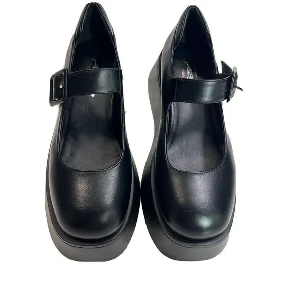 Free People x Jeffrey Campbell Black Mary Jane Platform Shoes Sz 8.5 Ichika New