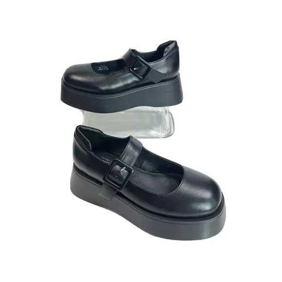 Free People x Jeffrey Campbell Black Mary Jane Platform Shoes Sz 8.5 Ichika New