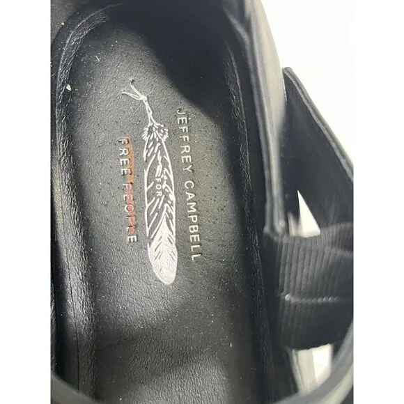Free People x Jeffrey Campbell Black Mary Jane Platform Shoes Sz 8.5 Ichika New