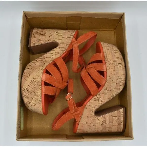 Free People Size EU 37 US 7 Lisbon Sunstar Mary Jane Orange Platform Sandals