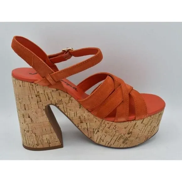 Free People Size EU 37 US 7 Lisbon Sunstar Mary Jane Orange Platform Sandals