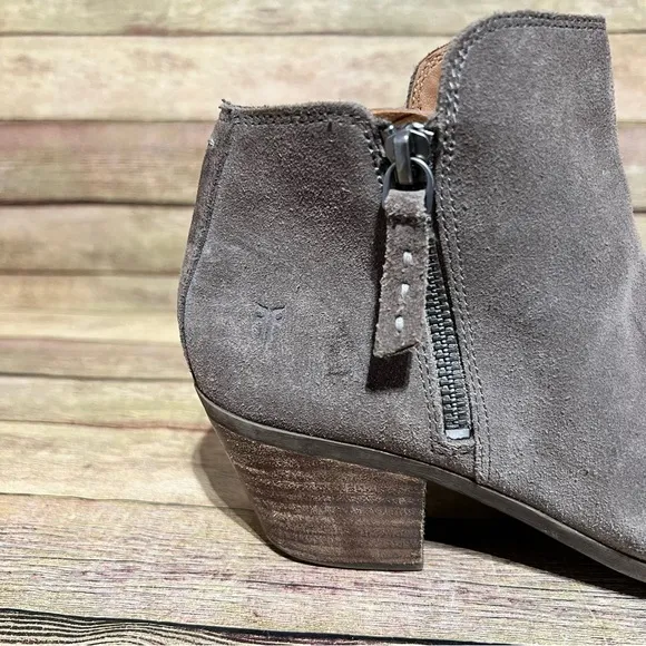 Frye Brown Suede Judith Zip Up Ankle Boots