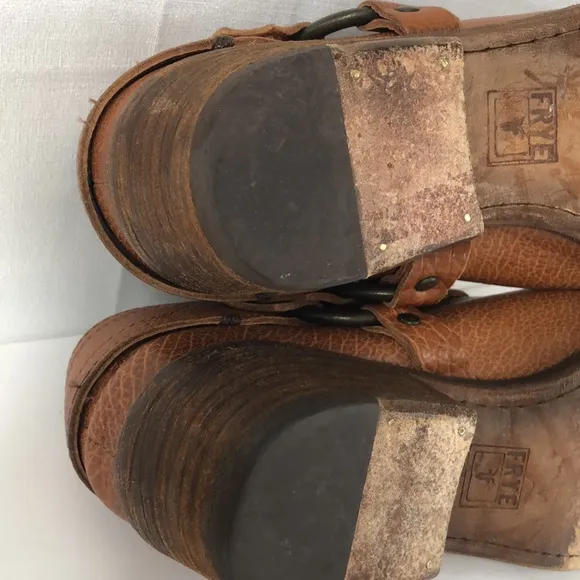 Frye Camel Brown leather western mules shoes 7 1/2