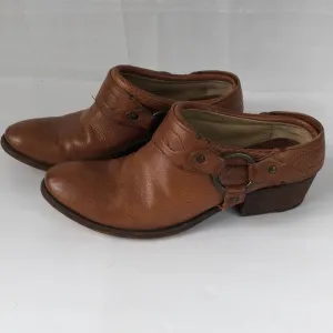 Frye Camel Brown leather western mules shoes 7 1/2