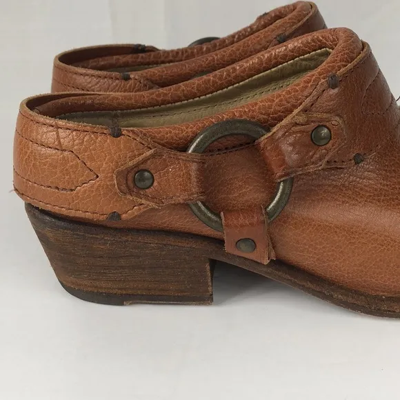 Frye Camel Brown leather western mules shoes 7 1/2
