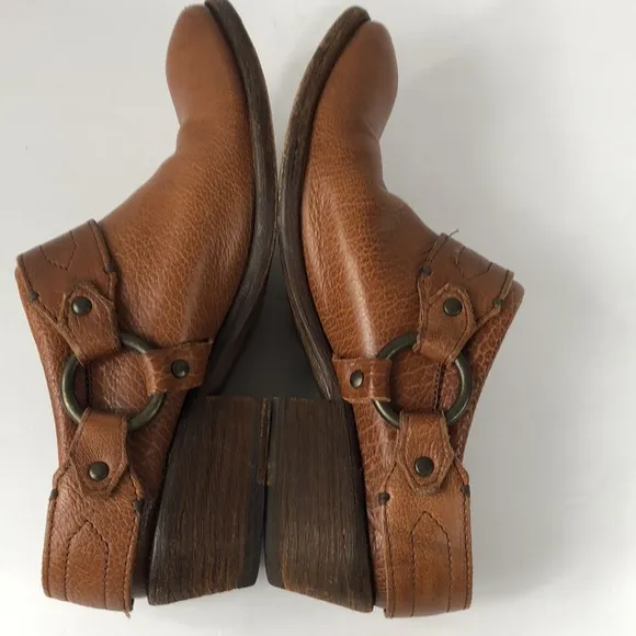 Frye Camel Brown leather western mules shoes 7 1/2