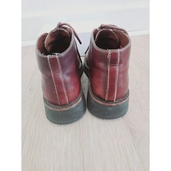 Frye Hobart Lace Up Embroidery Vintage Brown Leather Square Toe Boots Shoes 6.5