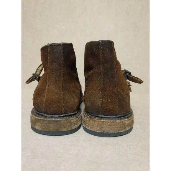 Frye JACK Double Monk Strap Suede Chukka Boots Men's Size 10.5 D Brown Cap Toe