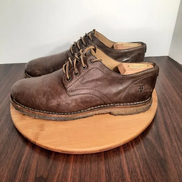 Frye Luke Mens Size 10 Shoes Brown Leather Crepe Rubber Sole Oxford Sneakers