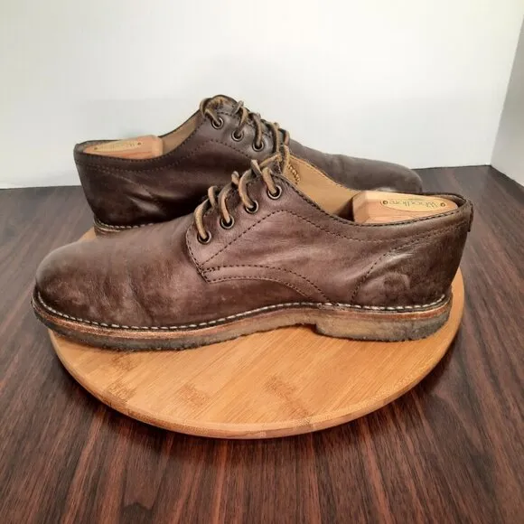 Frye Luke Mens Size 10 Shoes Brown Leather Crepe Rubber Sole Oxford Sneakers