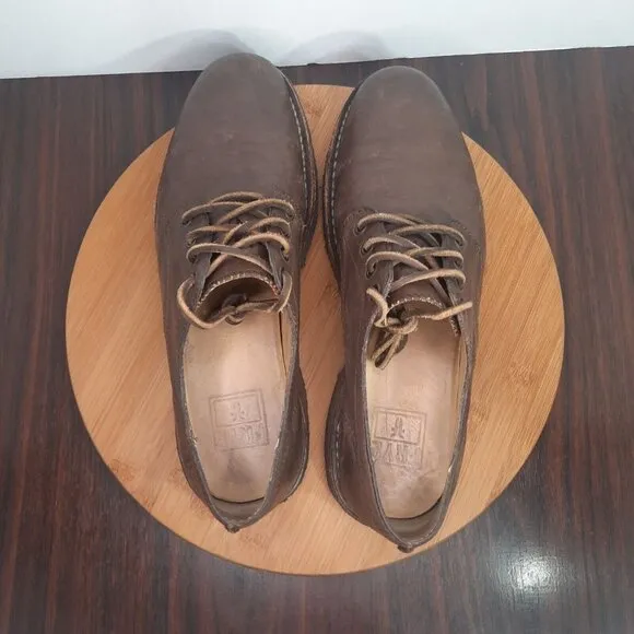 Frye Luke Mens Size 10 Shoes Brown Leather Crepe Rubber Sole Oxford Sneakers