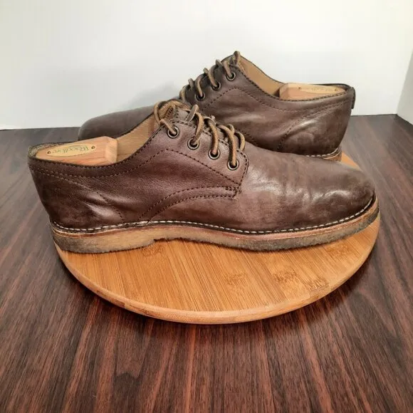 Frye Luke Mens Size 10 Shoes Brown Leather Crepe Rubber Sole Oxford Sneakers