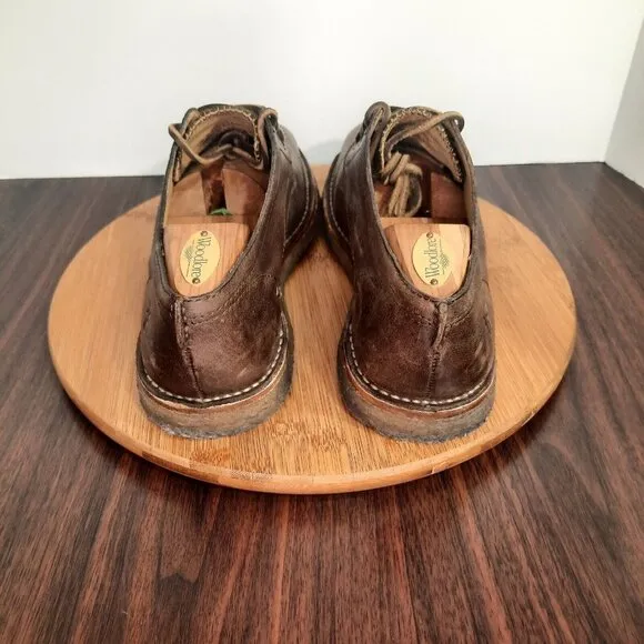 Frye Luke Mens Size 10 Shoes Brown Leather Crepe Rubber Sole Oxford Sneakers