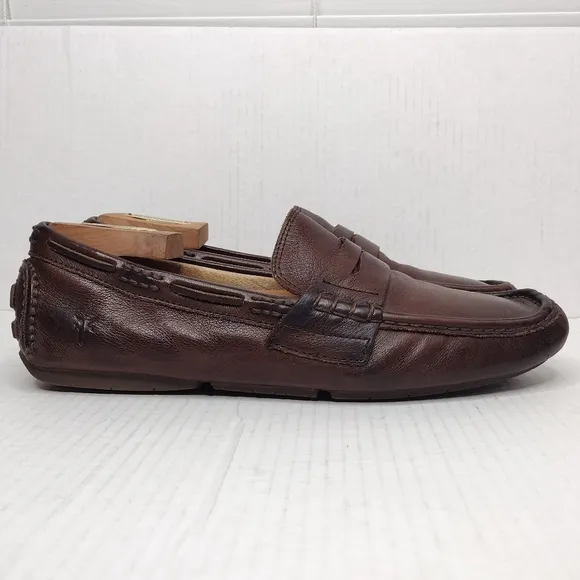 Frye Men's Brown Leather Penny Slip On Loafers Size 10