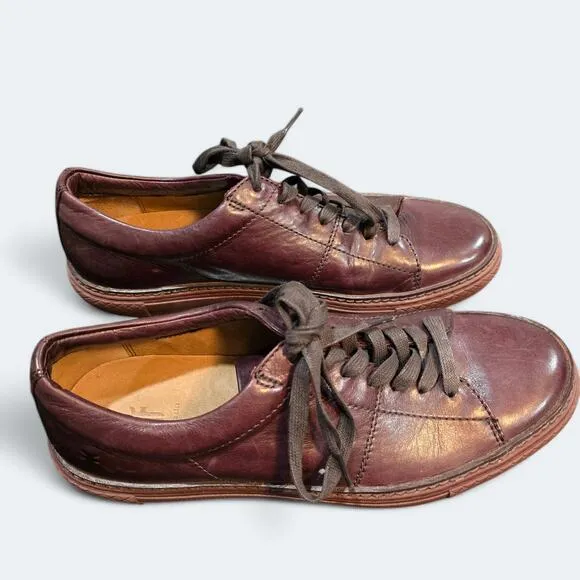 FRYE Mens Shoes Size 9 Burgundy Leather Sneakers