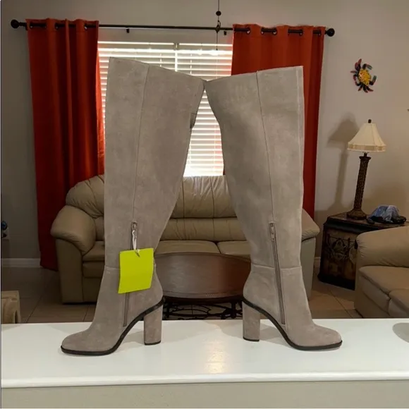 Gianni Bini Barrine Tan Suede Over-the-Knee Block Heel Boots 6 M
