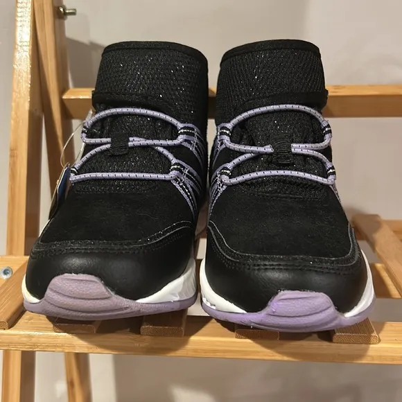 Girls Size 12 Black Sparkle and Purple Willow Velcro High Tops