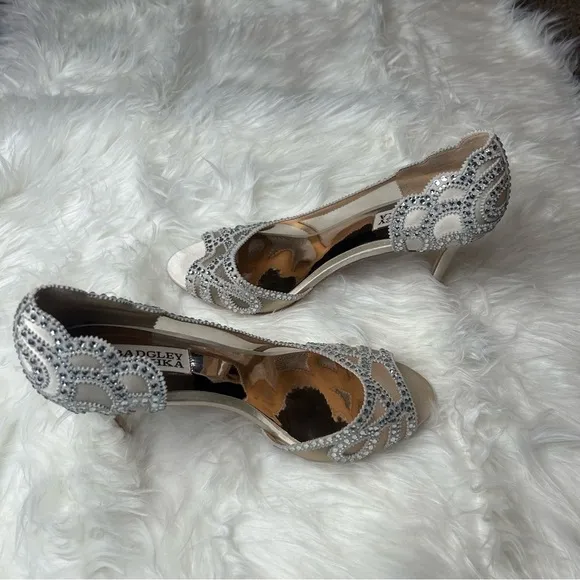 Gold High Heeled Sandals with Rhinestone Detailing